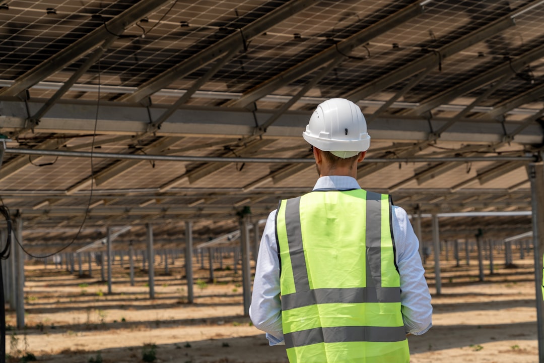 Engineer inspecting solar plant